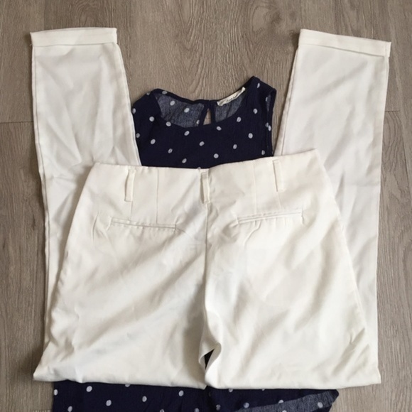 White Front Pleat Straight Leg Pants Cuffed New - Picture 4 of 7